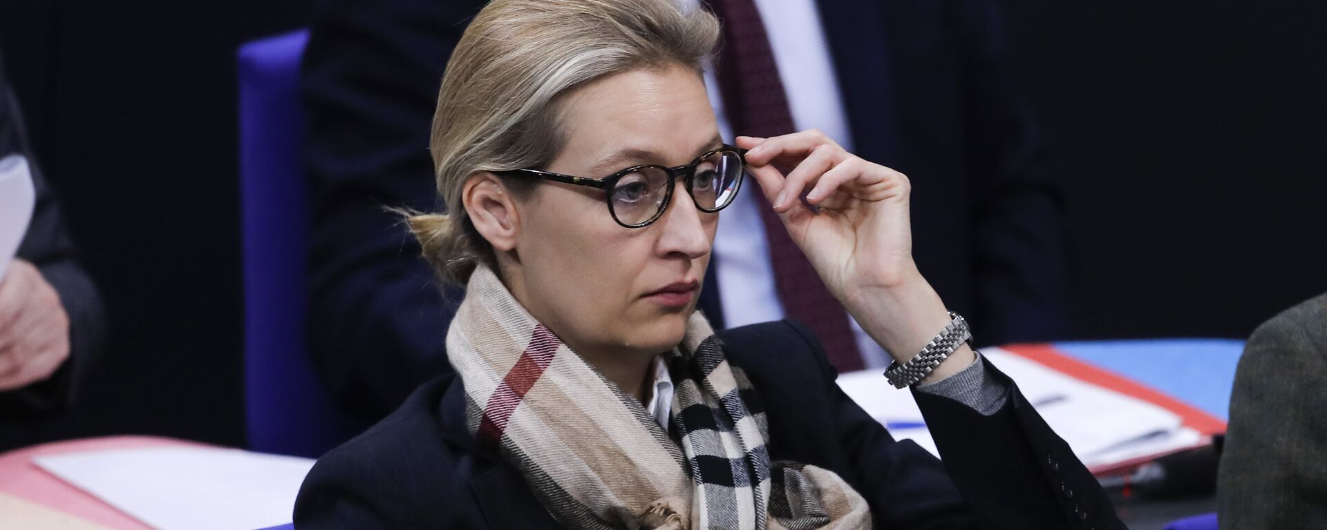 Alice Weidel parliament faction co-leader of the Alternative for Germany, AfD, party, arrives at the German parliament Bundestag prior to a debate about refugee policy in Germany, in Berlin, Friday, Jan. 19, 2018 - Sputnik International, 1920, 22.01.2024