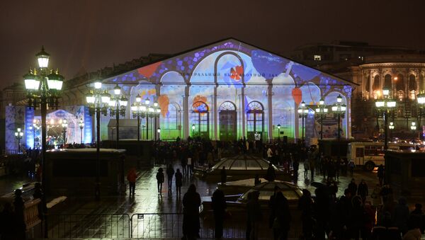 Spring Has Arrived light show held as part of the Circle of Light Moscow International Festival on the Manege Central Exhibition Hall on Manezh Square in Moscow. - Sputnik International