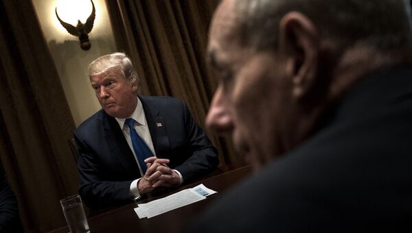 US President Donald Trump (L) and White House Chief of Staff John Kelly wait for a meeting with lawmakers in the Cabinet Room of the White House on September 13, 2017 in Washington, DC. - Sputnik International
