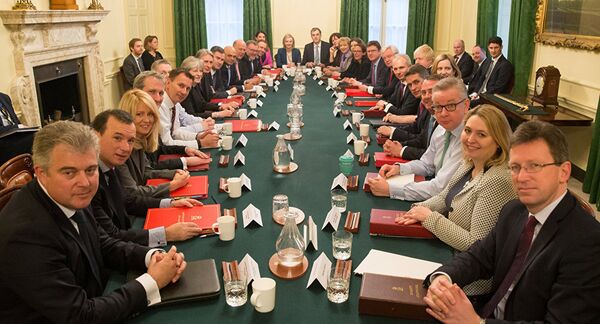 Britain's Prime Minister Theresa May leads her first cabinet meeting of the new year following a reshuffle at 10 Downing Street, London January 9, 2018 Britain's Prime Minister Theresa May leads her first cabinet meeting of the new year following a reshuffle at 10 Downing Street, London January 9, 2018 - Sputnik International