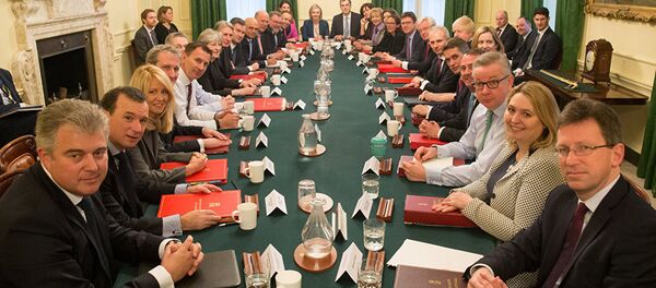 Britain's Prime Minister Theresa May leads her first cabinet meeting of the new year following a reshuffle at 10 Downing Street, London January 9, 2018 Britain's Prime Minister Theresa May leads her first cabinet meeting of the new year following a reshuffle at 10 Downing Street, London January 9, 2018 - Sputnik International