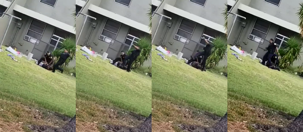 City of Miami Police Department officer Mario Figueroa kicks a handcuffed suspect in the head while immobile. City of Miami Police Department officer Mario Figueroa kicks a handcuffed suspect in the head while immobile. - Sputnik International