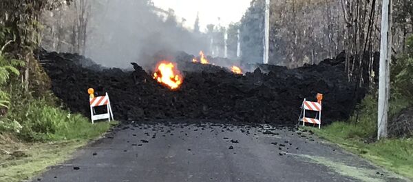 This photo provided by Hawaii Electric Light shows Mohala Street in Leiliani Estates near the town of Pahoa on Hawaii's Big Island that is blocked by a lava flow from the eruption of Kilauea volcano. This photo provided by Hawaii Electric Light shows Mohala Street in Leiliani Estates near the town of Pahoa on Hawaii's Big Island that is blocked by a lava flow from the eruption of Kilauea volcano. - Sputnik International