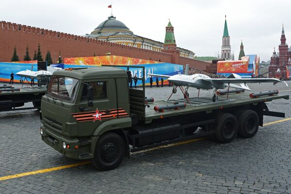 Korsar drones at the final rehearsal of the military parade on Red Square, devoted to the 73rd anniversary of Victory in the Great Patriotic War Korsar drones at the final rehearsal of the military parade on Red Square, devoted to the 73rd anniversary of Victory in the Great Patriotic War - Sputnik International