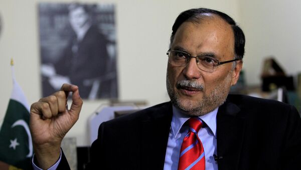 Ahsan Iqbal Pakistan's Minister of Planning and Development speaks with a Reuters correspondent during an interview in Islamabad, Pakistan June 12, 2017. Picture taken June 12, 2017 - Sputnik International