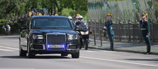 Aurus limousine of the President of the Russian Federation motorcade, part of the Cortege project Aurus limousine of the President of the Russian Federation motorcade, part of the Cortege project - Sputnik International