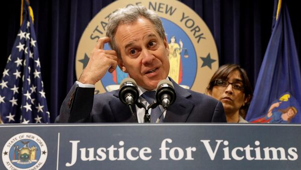 New York Attorney General Eric Schneiderman speaks during a news conference to discuss the civil rights lawsuit filed against The Weinstein Companies and Harvey Weinstein in New York, U.S., February 12, 2018 - Sputnik International