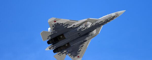 The multipurpose fighter of the fifth generation SU-57 on the military parade devoted to the 73rd anniversary of the victory in the Great Patriotic War of 1941-1945 - Sputnik International