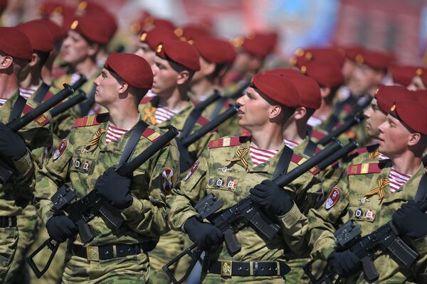 Parade crew of Troops of national guard of the Russian Federation on the military parade devoted to the 73rd anniversary of the victory in the Great Patriotic War of 1941-1945 Parade crew of Troops of national guard of the Russian Federation on the military parade devoted to the 73rd anniversary of the victory in the Great Patriotic War of 1941-1945 - Sputnik International