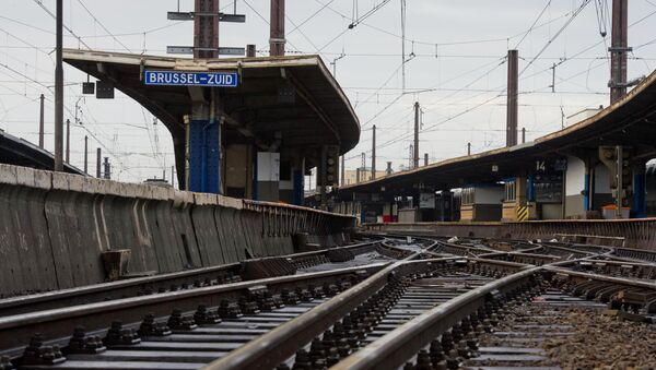 Empty rails and platforms are seen at Brussels South railway station in Brussels (File) - Sputnik International