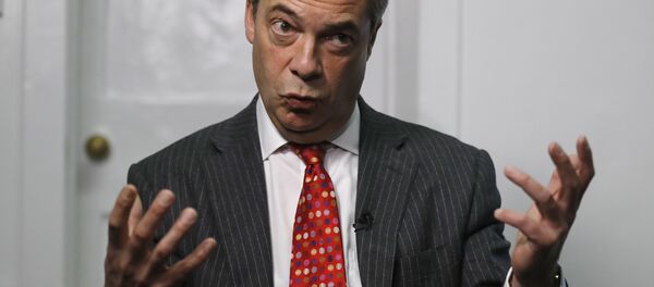 Former UK Independence Party (UKIP) leader Nigel Farage gestures during an interview with The Associated Press in London, Tuesday, Nov. 29, 2016. Former UK Independence Party (UKIP) leader Nigel Farage gestures during an interview with The Associated Press in London, Tuesday, Nov. 29, 2016. - Sputnik International