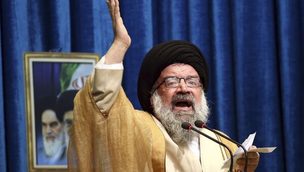 Iranian senior cleric Ahmad Khatami delivers his sermon during Friday prayer ceremony in Tehran, Iran, Friday, Jan. 5, 2018 - Sputnik International