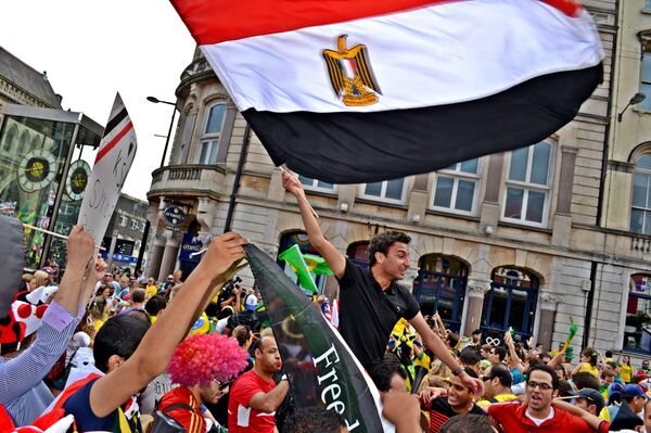 Ahmed supporting the Egyptian team - Sputnik International