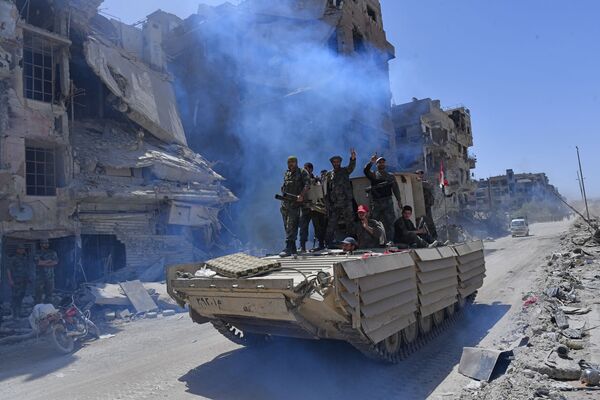 Syrian Army forces in al-Yarmuk refugee camp, Homs. - Sputnik International