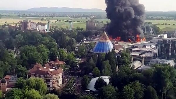 Fire is seen at Europa-Park in Rust, Germany May 26 2018, in this still image obtained from a video by social media - Sputnik International