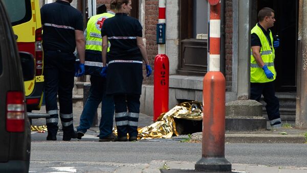 Rescuers are seen following a shooting in Liege, Belgium, May 29, 2018 - Sputnik International