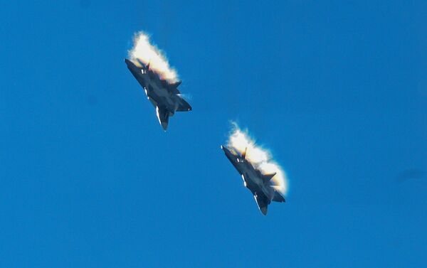 Su-57 fifth generation fighter jets. File photo - Sputnik International