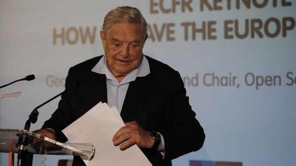 George Soros, Founder and Chairman of the Open Society Foundations leaves after his speech entitled How to save the European Union as he attends the European Council On Foreign Relations Annual Council Meeting in Paris, May 29, 2018 - Sputnik International