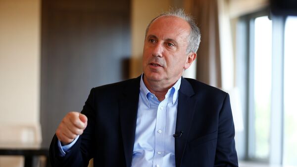Muharrem Ince, main opposition Republican People's Party's (CHP) candidate in presidential snap election is pictured during an interview with Reuters in Istanbul, Turkey May 16, 2018 - Sputnik International