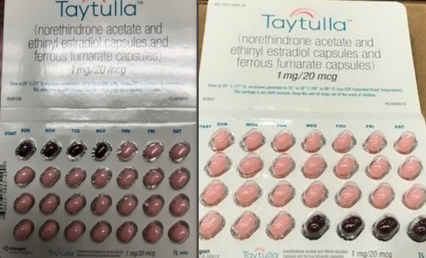 Image provided by Allergan shows the incorrectly packaged birth control sample pack (left) and the correct packaging (right). Image provided by Allergan shows the incorrectly packaged birth control sample pack (left) and the correct packaging (right). - Sputnik International