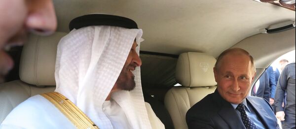 June 1, 2018. President Vladimir Putin and Crown Prince of Abu Dhabi Mohammed bin Zayed Al Nahyan second left, in the Kortezh vehicle of the presidential escort, during a meeting June 1, 2018. President Vladimir Putin and Crown Prince of Abu Dhabi Mohammed bin Zayed Al Nahyan second left, in the Kortezh vehicle of the presidential escort, during a meeting - Sputnik International