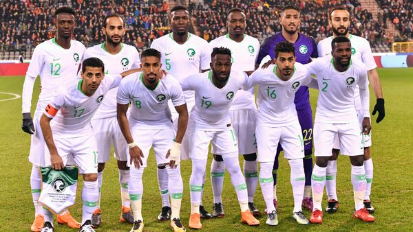 FILE - In this Tuesday, March 27, 2018 file photo, Saudi Arabia's national team poses prior to an international friendly soccer match between Belgium and Saudi Arabia at King Baudouin stadium in Brussels - Sputnik International