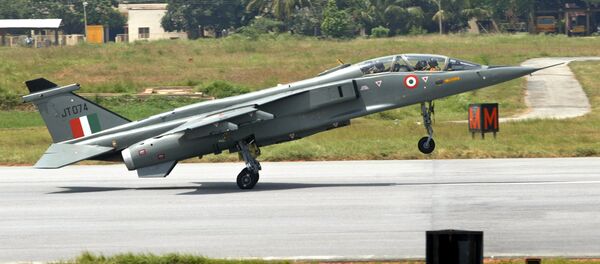 (File) A Jaguar strike aircraft touches down at the Hindustan Aeronautics Limited (HAL) airport in Bangalore, India, Friday, July 15, 2005 - Sputnik International