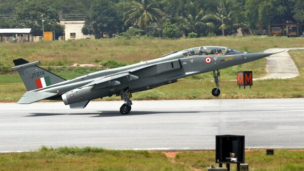 (File) A Jaguar strike aircraft touches down at the Hindustan Aeronautics Limited (HAL) airport in Bangalore, India, Friday, July 15, 2005 - Sputnik International