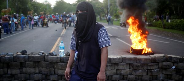 A masked protester takes part in a protest against President Daniel Ortega's government in Leon, Nicaragua - Sputnik International
