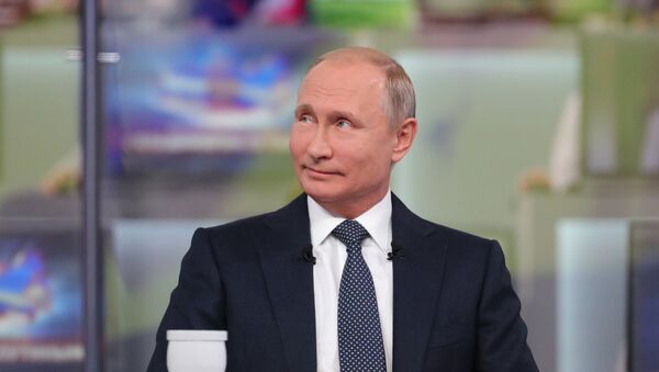 Russian President Vladimir Putin answer questions from Russia’s citizens during the annual special Direct Line with Vladimir Putin broadcast live by Russian TV channels and radio stations - Sputnik International