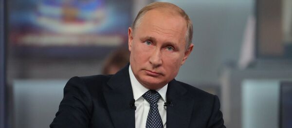 Russian President Vladimir Putin answers questions from Russia’s citizens during the annual special Direct Line with Vladimir Putin broadcast live by Russian TV channels and radio stations Russian President Vladimir Putin answers questions from Russia’s citizens during the annual special Direct Line with Vladimir Putin broadcast live by Russian TV channels and radio stations - Sputnik International