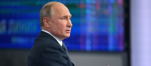 Russian President Vladimir Putin answers questions from Russia’s citizens during the annual special Direct Line with Vladimir Putin broadcast live by Russian TV channels and radio stations Russian President Vladimir Putin answers questions from Russia’s citizens during the annual special Direct Line with Vladimir Putin broadcast live by Russian TV channels and radio stations - Sputnik International