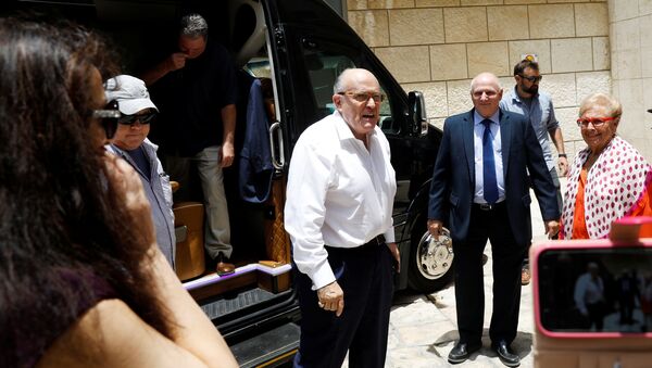 U.S. President Donald Trump's attorney Rudy Giuliani arrives ahead of a visit at the Hadassah Medical Center in Jerusalem, June 7, 2018 - Sputnik International