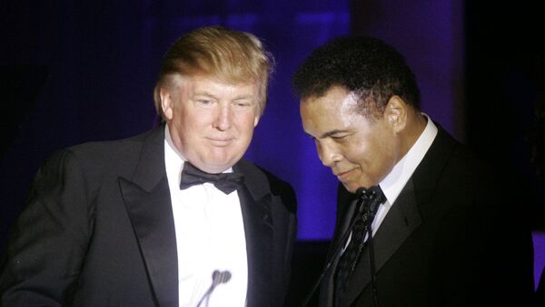 (File) Donald Trump, left, accepts his Muhammad Ali award from Ali at Muhammad Ali's Celebrity Fight Night XIII in Phoenix, Ariz., Saturday, March 24, 2007 - Sputnik International