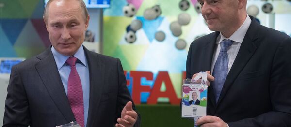 Russian President Vladimir Putin and FIFA president Gianni Infantino Russian President Vladimir Putin and FIFA president Gianni Infantino - Sputnik International