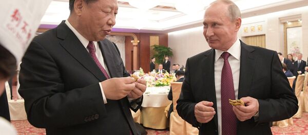 President Vladimir Putin and Chinese President Xi Jinping at a reception in Tianjin. President Vladimir Putin and Chinese President Xi Jinping at a reception in Tianjin. - Sputnik International