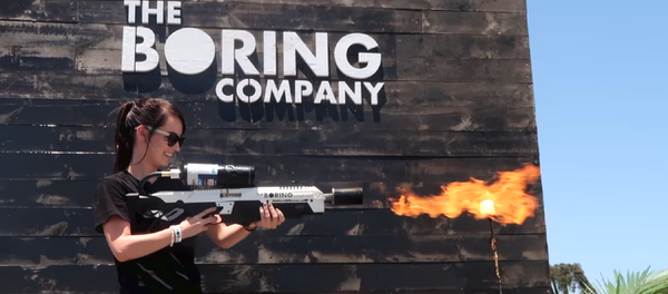 Customer tests out the Not a Flamethrower, manufactured by Elon Musk's Boring Company, in Los Angeles. Customer tests out the Not a Flamethrower, manufactured by Elon Musk's Boring Company, in Los Angeles. - Sputnik International
