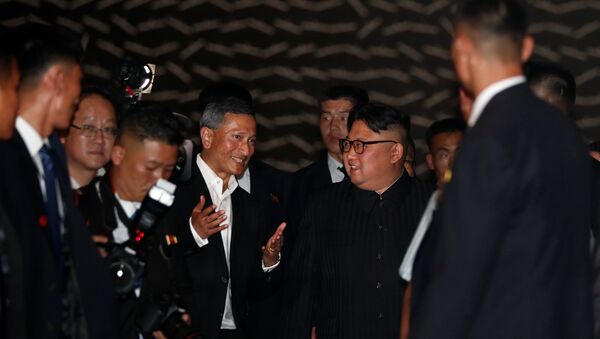 North Korea's leader Kim Jong Un visits The Marina Bay Sands hotel in Singapore, June 11, 2018 - Sputnik International