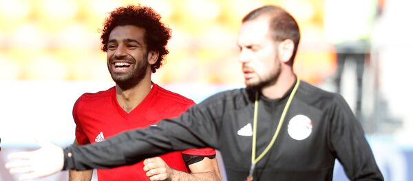 Soccer Football - World Cup - Egypt Training - Ekaterinburg Arena, Yekaterinburg, Russia - June 14, 2018 Egypt's Mohamed Salah during training Soccer Football - World Cup - Egypt Training - Ekaterinburg Arena, Yekaterinburg, Russia - June 14, 2018 Egypt's Mohamed Salah during training - Sputnik International