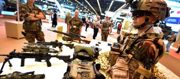 French military stand next to French military equipment, presented on June 11, 2018 during the the Eurosatory defence and security international exhibition in Villepinte, near Paris French military stand next to French military equipment, presented on June 11, 2018 during the the Eurosatory defence and security international exhibition in Villepinte, near Paris - Sputnik International