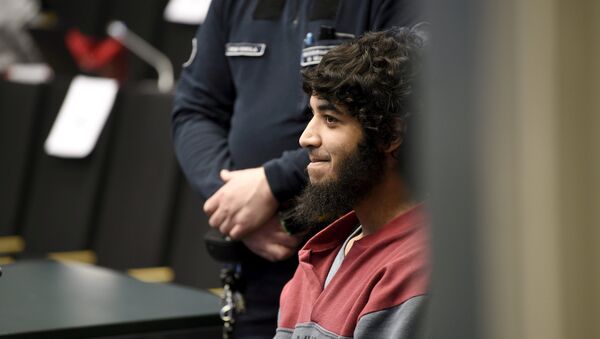 Abderrahman Bouanane, who is accused of two murders and eight murder attempts, attends his trial in Turku, Finland April 9, 2018 - Sputnik International