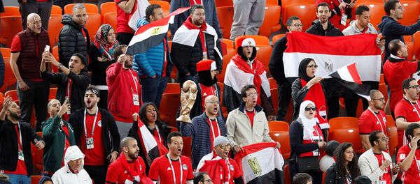 Soccer Football - World Cup - Group A - Egypt vs Uruguay - Ekaterinburg Arena, Yekaterinburg, Russia - June 15, 2018 Egypt's fans before the match Soccer Football - World Cup - Group A - Egypt vs Uruguay - Ekaterinburg Arena, Yekaterinburg, Russia - June 15, 2018 Egypt's fans before the match - Sputnik International