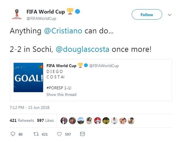 Screengrab from the FIFA World Cup Twitter account - Sputnik International