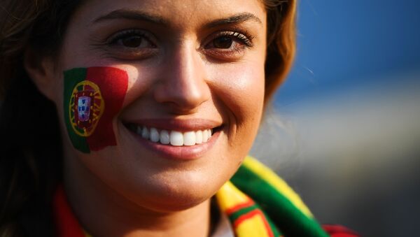 A fan of the Portugal national team before the start of a group stage match between Portugal and Spain. - Sputnik International
