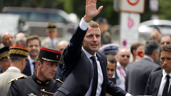 French President Emmanuel Macron attends a ceremony at the Mont Valerien memorial in Suresnes, near Paris - Sputnik International