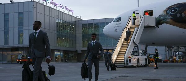Soccer Football - FIFA World Cup - Saudi Arabia Arrival - Pulkovo Airport, Saint Petersburg, Russia - June 9, 2018 - Sputnik International