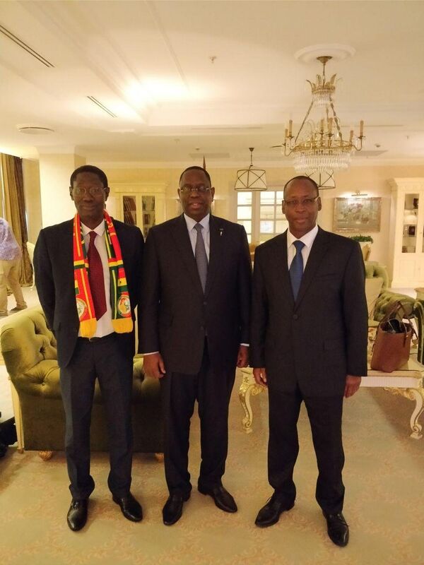 The President of the Republic of Senegal, Macky Sall (center) with the Ambassador of Senegal to Russia, Abdul Salam Diallo (right) and Dr Souleymane Anta Ndiaye, the chief of the Economic Bureau at the Senegal Embassy to Russia (left) The President of the Republic of Senegal, Macky Sall (center) with the Ambassador of Senegal to Russia, Abdul Salam Diallo (right) and Dr Souleymane Anta Ndiaye, the chief of the Economic Bureau at the Senegal Embassy to Russia (left) - Sputnik International