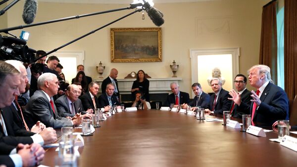 U.S. President Donald Trump participates in a Cabinet meeting, where he discussed immigration policy at the White House in Washington, U.S., June 20, 2018 - Sputnik International