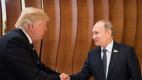 US-Präsident Donald Trump (L) und Russlands Präsident Wladimir Putin (R) während G20-Gipfel (Archivbild) - Sputnik International