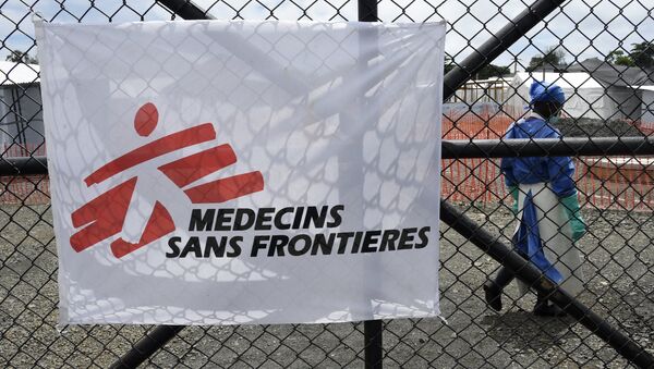 The entrance of the Ebola treatment centre of aid agency Doctors Without Borders, known by its French initials MSF (Medecins Sans Frontieres) on October 3, 2014 where NBC cameraman Ashoka Mukpo, 33, who has been infected with the Ebola virus is being treated - Sputnik International